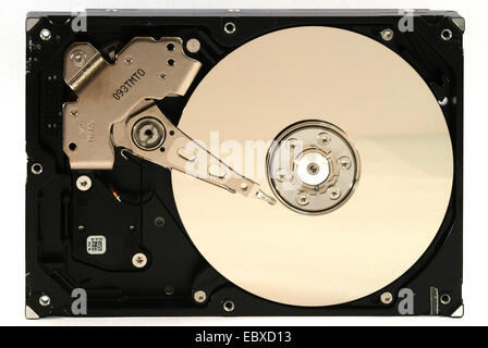 Computer Hard Drive, Opened, Writing/reading Head And Hard Disk Stock ...