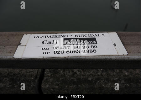 The Samaritans help notice on Itchen bridge Southampton Stock Photo