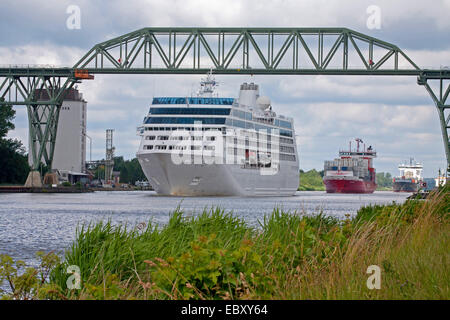 cruise liner MV Royal Princess goes on the Kiel Canal, Germany, Schleswig-Holstein Stock Photo