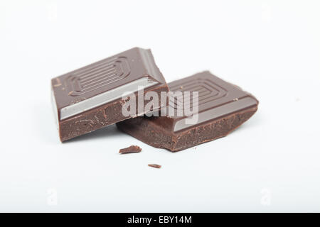 sliced chocolate on white background Stock Photo