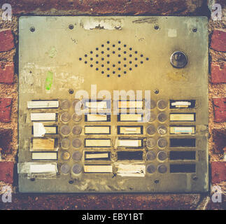 Grungy Old Apartment Buzzer Stock Photo