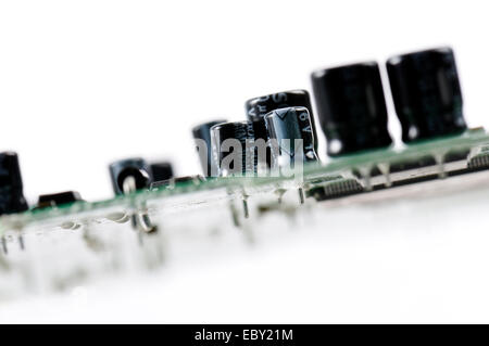 circuit board with components, on white background Stock Photo