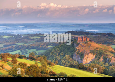 Carreg Cennen Castle in the Brecon Beacons, Carmarthenshire, Wales. Summer (August) 2014. Stock Photo