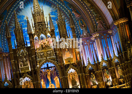 Notre-Dame Church Interior, Old Montreal, Canada Stock Photo