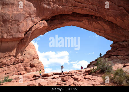 USA, Utah, Arches National Park, North Window Arch Stock Photo