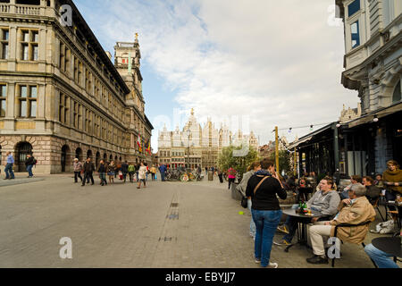 ANTWERP, BELGIUM - OCTOBER 26: Unidentified people on the Grote Markt in the historical center, on October 26, 2013 in  in Antwe Stock Photo