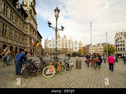 ANTWERP, BELGIUM - OCTOBER 26: Unidentified people on the Grote Markt in the historical center, on October 26, 2013 in  in Antwe Stock Photo