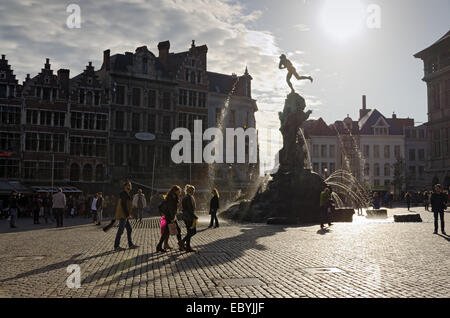 ANTWERP, BELGIUM - OCTOBER 26: Unidentified people on the Grote Markt in the historical center, on October 26, 2013 in  in Antwe Stock Photo