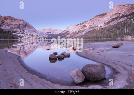 Twilight at Tenaya Lake, Yosemite National Park, California, USA. Autumn (October) 2013. Stock Photo