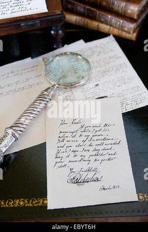 LONDON - APRIL  6th:  Charles Dicken's covering note on the newly discovered manuscript on the set of 'The Riddle', Stock Photo