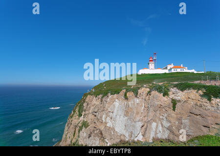 Beacon on Cabo da Roca - the most western point of Europe Stock Photo