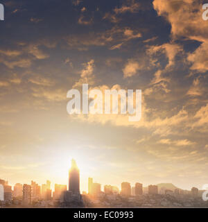 View of Benidorm on sunset, Costa Blanca, Spain Stock Photo