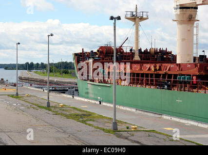 Ship entering the locks at Saint St. Lawrence Seaway Eisenhower Lock Massena New York NY USA US America Stock Photo