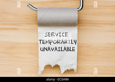 Service Temporarily Unavailable. Toilet paper as web message Stock Photo