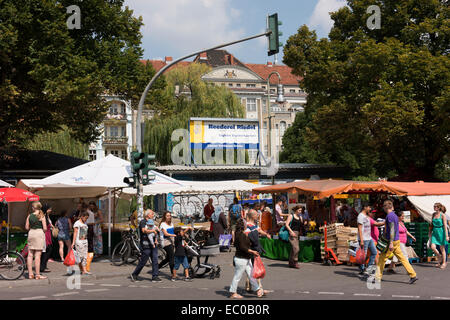 Turkish Market in Neukolln, Berlin, on a bright sunny day. Stock Photo