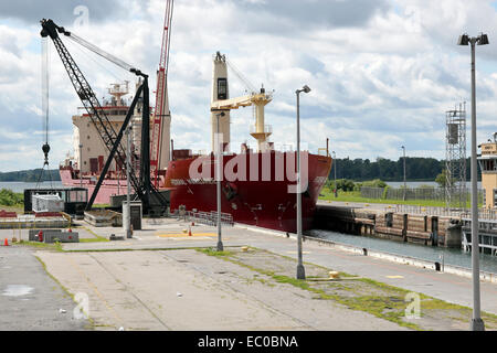 Ship entering the locks at Saint St. Lawrence Seaway Eisenhower Lock Massena New York NY USA US America Stock Photo