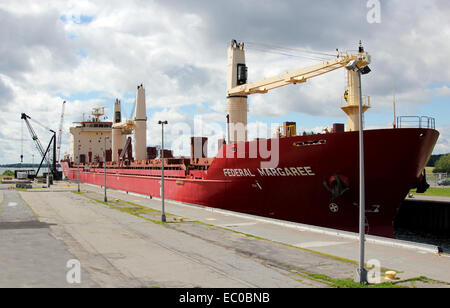 Ship entering the locks at Saint St. Lawrence Seaway Eisenhower Lock Massena New York NY USA US America Stock Photo