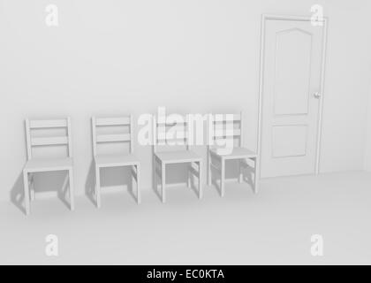 The chairs in the waiting room door in white Stock Photo