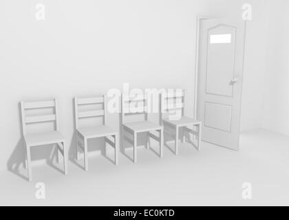 The chairs in the waiting room door in white Stock Photo