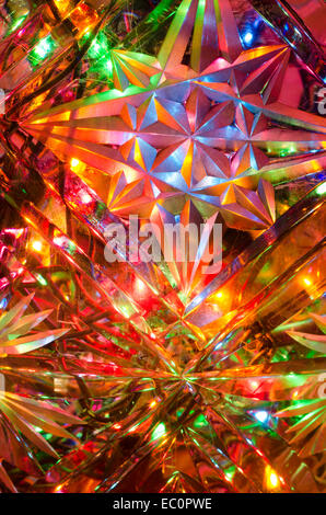 colorful lights through cut crystal glass Stock Photo