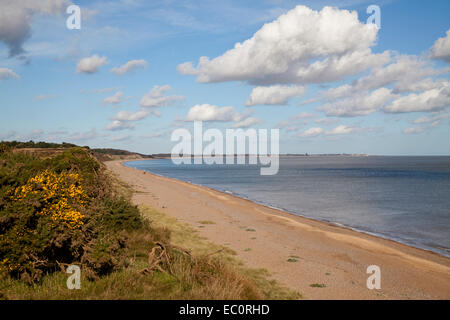 Suffolk coast looking North from Dunwich heath to Southwold in the far distance Stock Photo