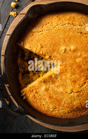 Homemade Southern Style Cornbread in a Skillet Stock Photo