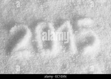 2015 draw stamp on snow, place for your text, top view Stock Photo