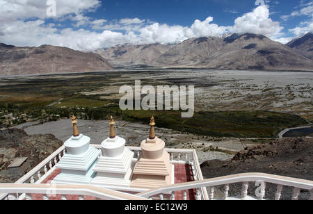 The Nubra Valley in Ladakh from Diskit Monastery Stock Photo