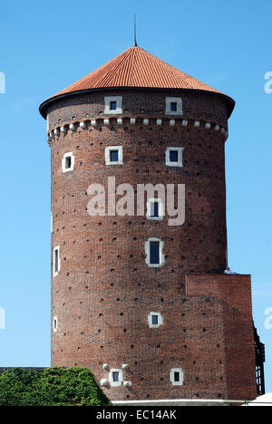Tower of the fortress on Wawel Hill of Krakow in Poland. Stock Photo