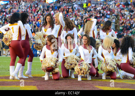 Landover, Maryland, USA. 07th Dec, 2014. Washington Redskin cheerleaders cheer during the matchup between the St. Louis Rams and the Washington Redskins at FedEx Field in Landover, MD. Credit:  Cal Sport Media/Alamy Live News Stock Photo