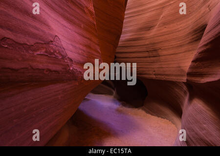 beautiful slot canyon in Page Arizona, shapes and shadows under low lights for beautiful colors and backgrounds Stock Photo