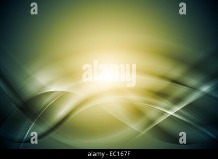 Green blurred abstract waves. Vector art design Stock Photo