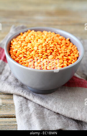 Uncooked lentils in a bowl, ingredient Stock Photo