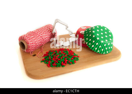 Christmas baking decorations isolated on white Stock Photo