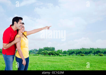 indian married couple park romance Stock Photo