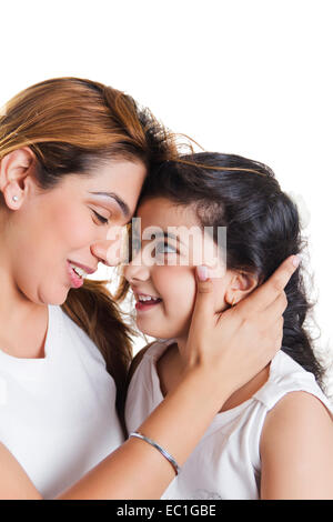 indian mother with child fun Stock Photo