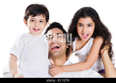 indian Father children playing Stock Photo