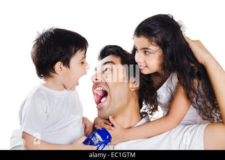 indian Father children playing Stock Photo