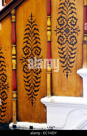 Dickens - Gad’s Hill Place, wooden banister panels. English novelist Charles Dickens lived here at Higham above Rochester; he Stock Photo