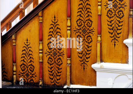 Dickens - Gad’s Hill Place, wooden banister panels. English novelist Charles Dickens lived here at Higham above Rochester; he Stock Photo