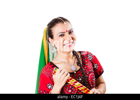 1 indian Gujrati Lady Navratri Dandia Stock Photo