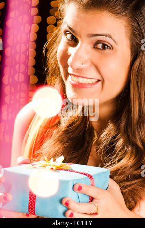 1 indian lady Diwali Festival gift Stock Photo