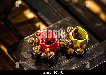 Sleigh bells, jingle bells. Percussion instrument worn around the wrists or ankles. Stock Photo