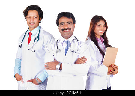 three indian Doctor standing pose Stock Photo