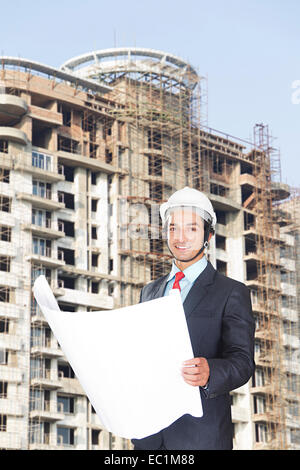 indian Builder Building Site Stock Photo