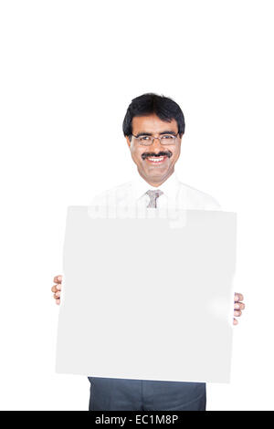 indian  Business man Showing Message Board Stock Photo