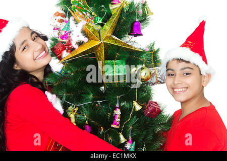 2 indian friend Christmas Festival Stock Photo