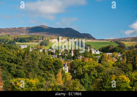 Landscape view of early autumn across the Perthshire town of Pitlochry, Scotland. Stock Photo