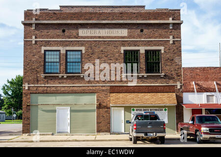 Illinois Farmersville,historic highway Route 66,Opera House,building,small town,IL140902099 Stock Photo