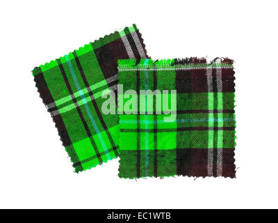 Small piece of the bright scottish checked fabric, green Stock Photo